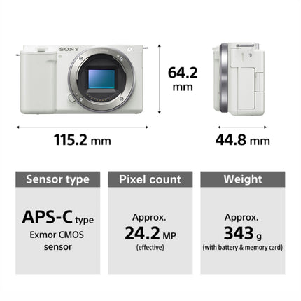 Sony Alpha ZV-E10L 24.2 Mega Pixel Interchangeable-Lens Mirrorless vlog Camera with 16-50 mm Lens, Made for Creators | APS-C Sensor | Advanced Autofocus | Clear Audio & 4K Movie Recording - White
