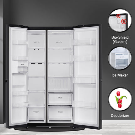 LG 655 L Frost Free Smart Inverter Double Door Side by Side Refrigerator (GL-B257HWBY, Western Black, Express Freezing | Multi Air-Flow) 