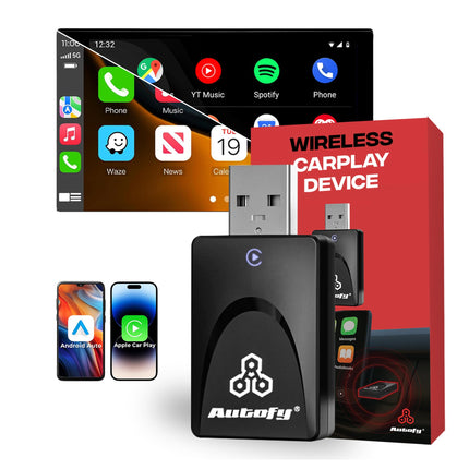 Autofy [SEP 2025 New Launch K1 Wireless Carplay Adapter & Android Auto Wireless Adapter Car Accessories Auto Reconnect Converts Wired-to-Wireless Carplay Android Auto for USB Type A &Type C 