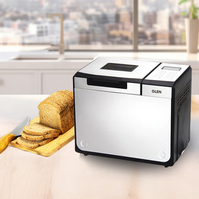 Glen Bread Maker & Atta Kneader Fully Automatic 12 Pre-Set Functions Electronic Control Panel, 615W Silver (3034) 2 Years Warranty 