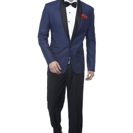 FAVOROSKI Designer Men's Slim Italian Fit Shawl Collar Tuxedo Suit Blazer (Navy Blue, 4XL) 