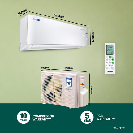 Blue Star 1.3 Ton 3 Star, 60 Months Warranty, Inverter Split AC (Copper,Convertible 5 in 1 Cooling, Auto Defrost, Multi Sensors, Dust Filters, Blue Fins, IC315YNU,White) 
