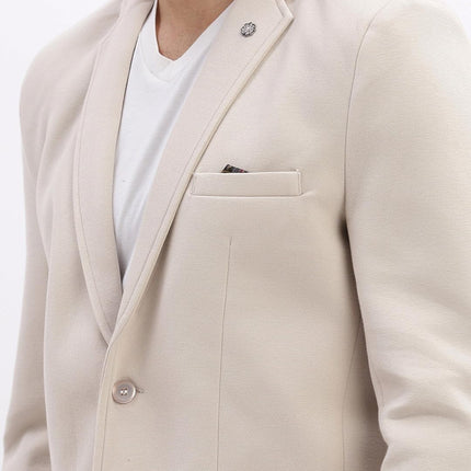 SHOWOFF Men's Single Breasted Slim Blazer (EX-Metty_Cream 
