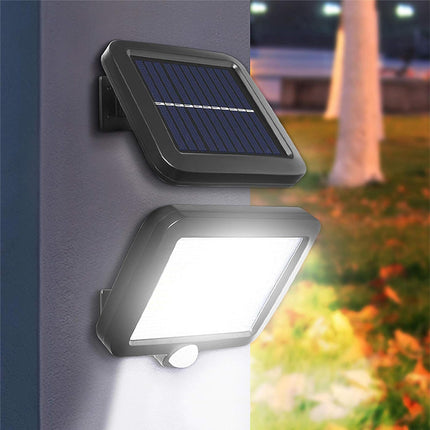 Solar Light Outdoor with Motion Sensor, Solar Light + Solar Panel Separate Design with 4m Cable for Home Garden Balcony, Waterproof 120 LED Solar Wall Light with 120° Lighting Angle Night Spotlight 