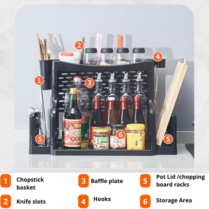 HomeEssentials Kitchen Accessories Organizer Set - Condiment Rack Holder, Countertop, Tabletop Household Floating Shelves, Seasoning Jar & Spice Racks, Chopping Board & Knife Storage (PACK OF 1) 