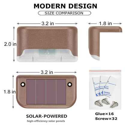 CaiFang Solar Deck Lights Outdoor, 16 PCS Solar Step LED Waterproof Lighting for Outdoor Deck, Patio, Driveway (Warm White) 