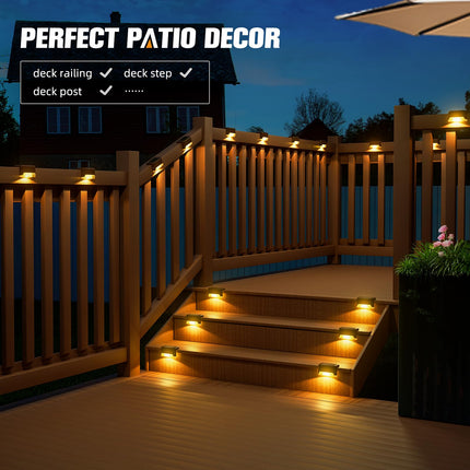 APONUO Solar Deck Lights 16 Pcs, Solar Step Lights Outdoor Waterproof Led Solar Fence Lamp for Patio, Stairs,Garden Pathway, Step and Fences(Warm White) 