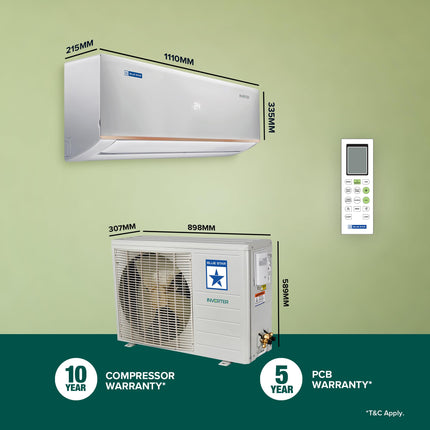 Blue Star 2 Ton 3 Star Hot and Cold Inverter Split AC (Copper, Convertible 5 in 1 Cooling, 4 Way Swing, Multi Sensors, Dust Filter, Blue Fins, Self Diagnosis, IC324DNUHC, White) 