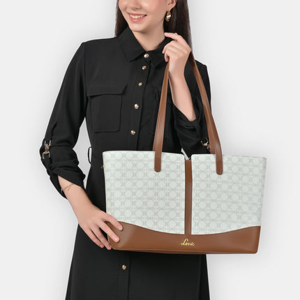 Lavie Women's Mono Freya Monogram Print Tote Bag for Women | Tote Bag for Work | Ladies purse | Stylish Shoulder Bag | Gift for Women 