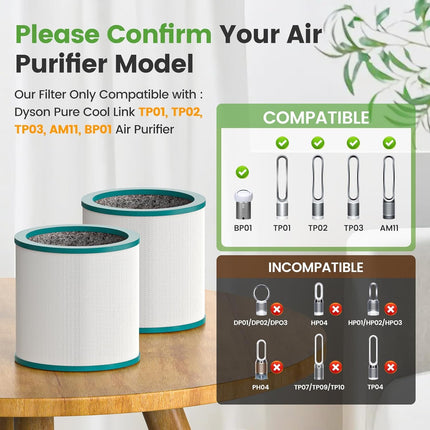 ILoveCleanAir Air Purifier Replacement Filter Compatible with Dyson Tower Purifier Pure Cool Link TP01, TP02, TP03, BP01, AM07, AM09, AM011 Compare to Part 968126-03 
