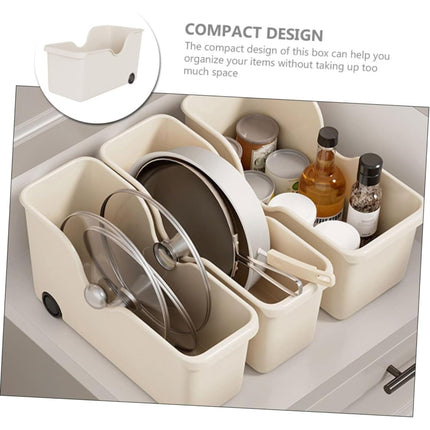 HomeEssentials plastic Multi-Purpose Storage Basket with Wheels - Ideal for Kitchen Utensils, Pots, Spice Jars, and Books - Portable Under Sink Organizer for a Clutter-Free Space (Set of 3, White) 