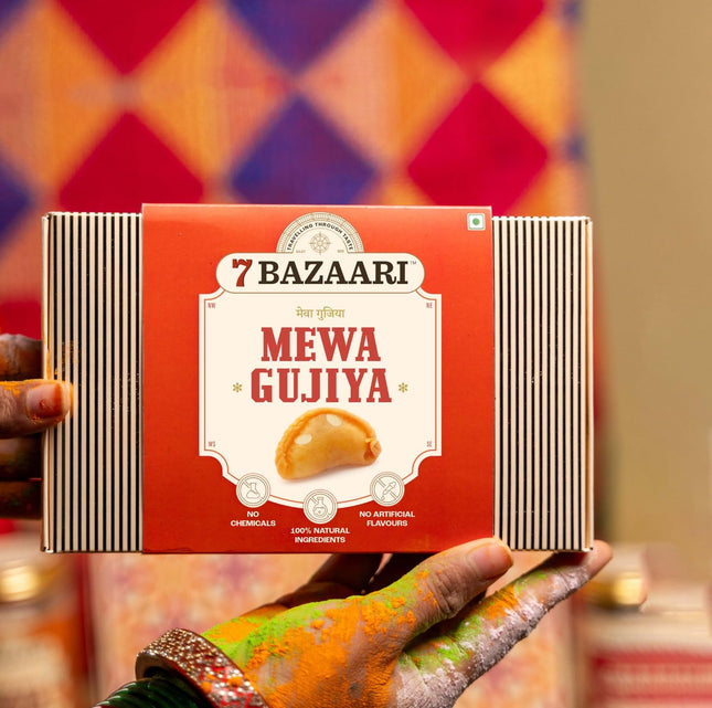 7 BAZAARI Mewa Gujiya – Traditional Indian Holi Sweet, 6 Piece Pack, Rich in Flavor and Authentic Taste Natural ingredients made with real nuts and dry fruits 