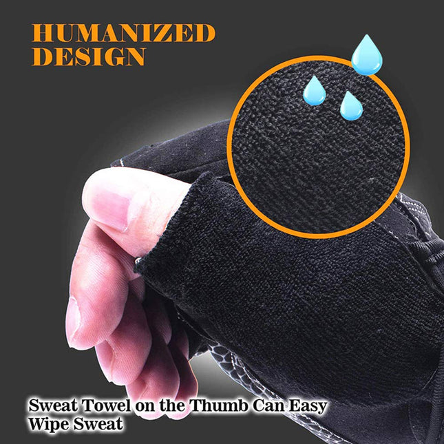Alexvyan Imported Long Strap Gym and Fitness Sports Protective Half Finger Hand Riding, Cycling, Bike Motorcycle Gloves for Men and Boy (Black and Blue, Universal) 