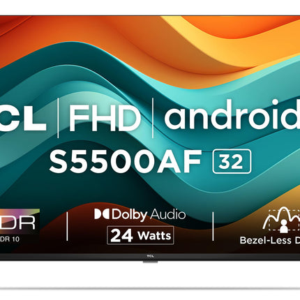 TCL 79.97 cm (32 inches) Metallic Bezel-Less S Series FHD Smart Android LED TV 32S5500AF (Black) 