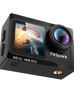 FitSpark Eagle i15 Pro Max Real 4K30FPS Dual Touch Screens WiFi Action Camera Advanced Chipset Sony Sensor EIS 2.0 Stabilization Wide-Angle Supports External MIC Bike Helmet Camera for Moto Vlogging 