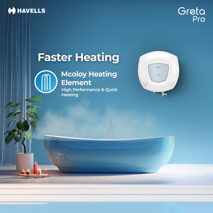 Havells All New Greta Pro 10L 5 Star Storage Water Heater (Geyser) | Faster Heating | Safe to use | Saves electricity |Engineered for Hard Water | Feroglas Coated Anti Rust Tank | Made in India 
