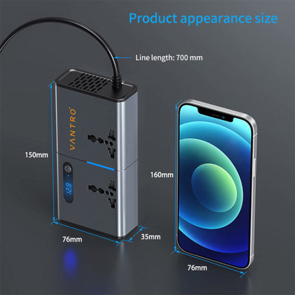 VANTRO Power Inverter/Laptop Charger with 3 USB (6.2A Max) & 1 C Type(1*27WPD) Smart USB Ports, Patented Technology 12-24V DC to 220V AC- Bonus Cigarette Lighter Port - Ideal for Car, Bus, and Truck Use Model:: P2 Pro 