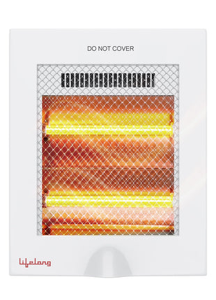 Lifelong Regalia 800 Watts Quartz Room Heater for Home with 2 Power settings, ISI Certified, 2 Rod Heater for Room |Cord Length 1.5 Meter| 1 Year Manufacturer's Warranty (LLQH922, White)