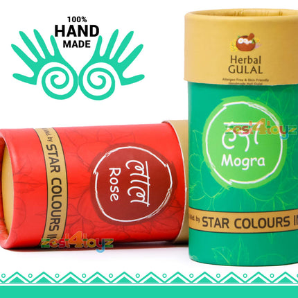 Zest 4 Toyz Non-Toxic Perfumed Herbal Gulal for Holi Celebration, Skin Friendly, Natural Fragrance Handmade Holi Gulal (80 Grm, Assorted Colour) - Pack of 3 