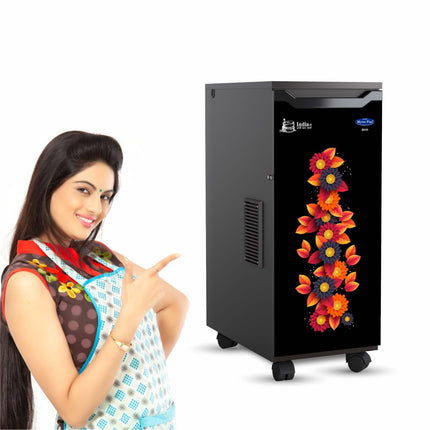 Lucky Mycrofine Eco Orange Flower Atta Chakki, Flour Mill 7 to 8KG Container Capacity Fully Automatic Domestic Ghar Ghanti for Grinding Masala and Grains, with Standard Accessories (0.75 Units/Hr) 