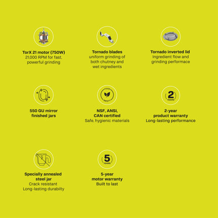 Butterfly ZieraChrome 750 Watt Mixer Grinder | 5 Jars | Uniform Grinding with Tornado Blade & Lid | Long Lasting Annealed SS Jars | Torx21 Motor| Juicer/Blender Jar | 5 Years Warranty 
