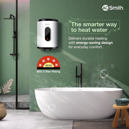 AO Smith Geyser 25 Litre 5 Star BEE Rating | 2KW | Storage Water Heater With 2X Corrosion Resistant Blue Diamond Glass Tank | Warranty: 7 Yr Tank, 3 Yr heating element & 2 Yr Overall | VAS PLUS 25L 