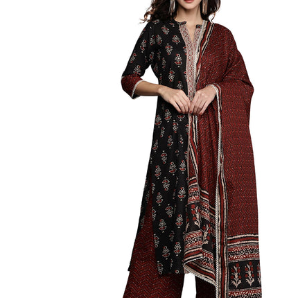 Libas Women's Cotton Kurta Sets (20119O_Black 