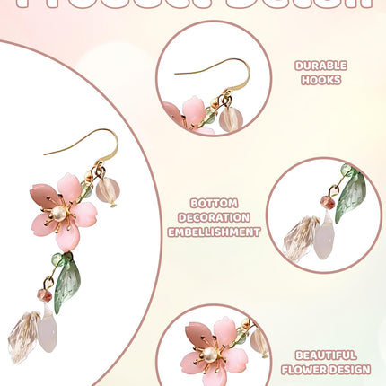 Statement Earrings for Women, Stylish Pink Flower Dangle Earrings, Korean Inspired Design, Elegant Western Style Earring for Girls, Perfect Special Occasions