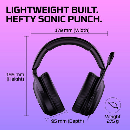 HyperX Cloud Stinger 2 Greatness Refined, Lightweight Wired Over Ear Headset with mic, Swivel-to-Mute Function, 50mm Drivers, PC Compatible - Black (519T1AA) 
