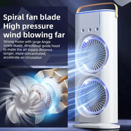 OWME Mini Air Cooler for Room Cooling AC Portable Mini Fan | Artic Cooler with 280ml | Rechargeable Mist Cooling Fan | 3 H Timer, 3 Wind Speeds, and 3 Spray Modes for Office, Home, Kitchen - White 