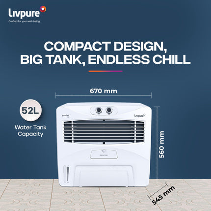 Livpure GoodAir Window Air Cooler-52 L with High Air Delivery | 190-Watt Motor with Overload Protection | Inverter Compatibility | Woodwool Cooling Pads | 2 Yrs Warranty on Motor 