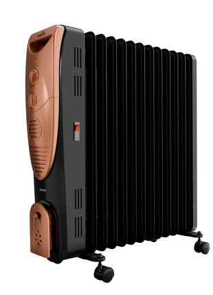 Kenstar Luxora 2900W 13-Fin Oil Filled Room Heater with 400W PTC Fan Heater | 3 Heat Settings | Adjustable Thermostat | Tip-Over Safety | Castor Wheels | 2-Year Warranty (Black & Gold)