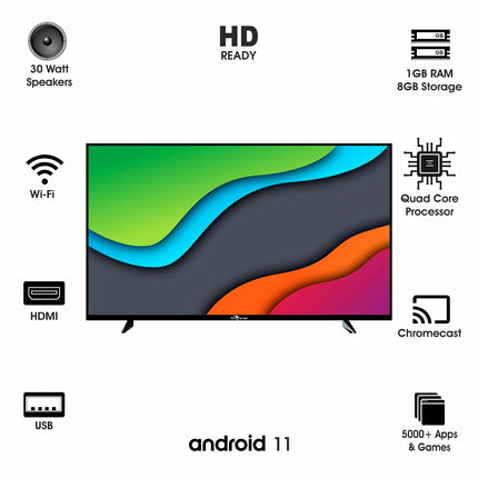 Foxsky 80 cm (32 inches) HD Ready Smart LED TV 32FSELS-PRO (Black) 