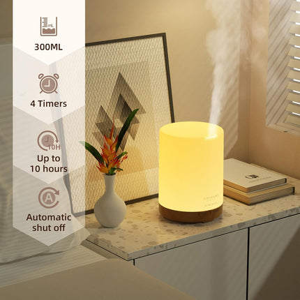 ASAKUKI 300ML Essential Oil Diffuser, Quiet 5-in-1 Premium Humidifier, Natural Home Fragrance Aroma Diffuser with 7 Led Color Changing Light and Auto-Off Safety Switch-Yellow 