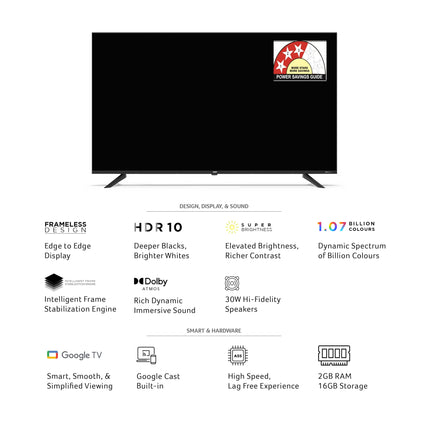 acer 139 cm (55 inches) G Plus Series 4K Ultra HD LED Smart Google TV AR55UDGGR2851AD 
