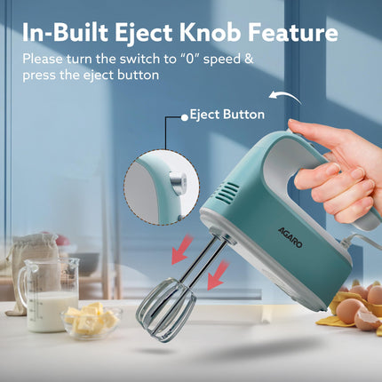 AGARO Regency Hand Mixer, Hand Mixer Blender, Detachable Beaters & Whisker/Dough Hooks, 300W, 5 Speed Settings 