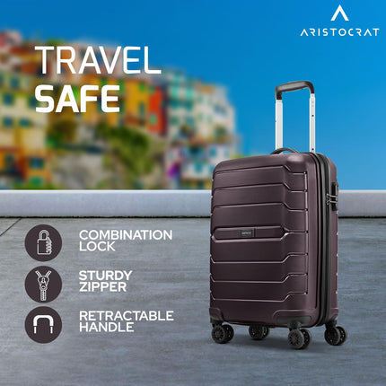 Aristocrat Liberty Cabin (Carry-On) Trolley Bag, 58Cm | Combination Lock | 8 Wheels | 5 Years International Warranty | New Saddle Brown 