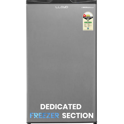 Lloyd 92 L Direct Cool Single Door 1 Star Refrigerator with Dedicated Freezer Section Big Bottle StorageFull Vegetable Box (Grey Metallic) 