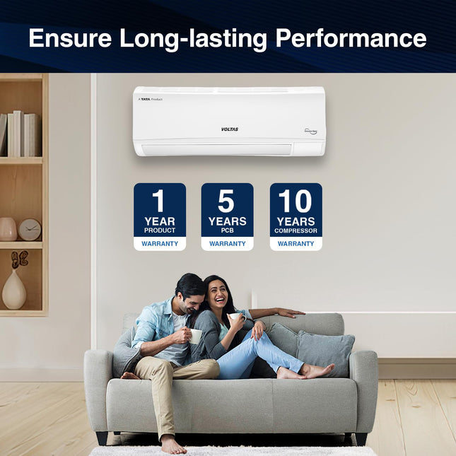 Voltas 1 ton 5 Star, Inverter Split AC (Copper, 4-in-1 Adjustable Mode, Anti-dust Filter, 2024 Model, 125V Vectra CAW, White) 