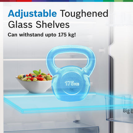 Bosch SmartChoice 207 L, 3 Star, Single Door Refrigerator with Industry's largest base drawer & veg box*(CST20S23PI,Fine Steel) |18 Hr Cooling Retention, 2.5x Faster Cooling, smart inverter compressor 