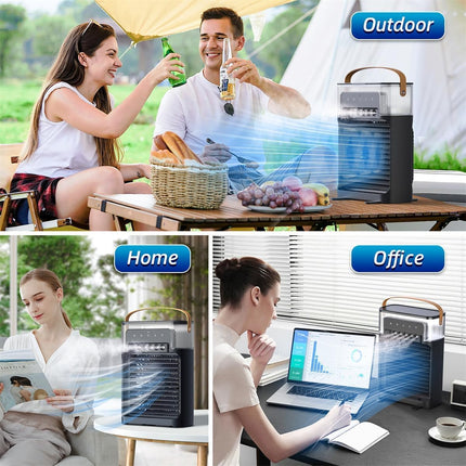 Portable-Air-Conditioner-Small-Ac-Quaite-Personal-Air-cooler-Usb-Power-Mini-Desktop-Cooling-Misting-fan-1/2/3-Timer-With-speed-360-Adjustable-Tap-For-Office-Room-Desk-Water-Tank-Home-Kitchen 