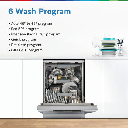 Bosch 14 Place Settings Dishwasher (SMS46KI03I, Silver Inox), 60 cm 