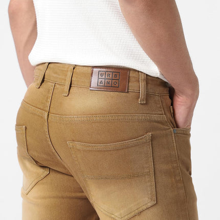 Urbano Fashion Men's Khaki Slim Fit Washed Jeans Stretchable (aveps700spr-khaki-34) 