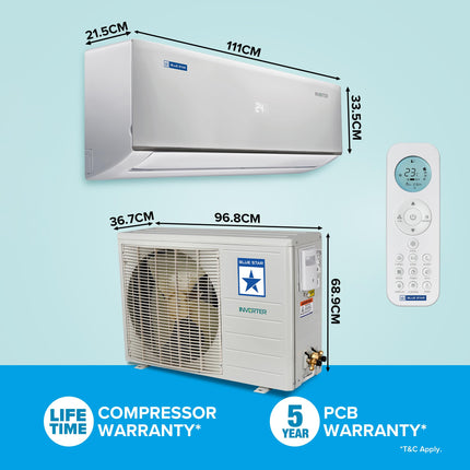 Blue Star 2 Ton 5 Star, 60 Months Warranty, Inverter Split AC (Copper, Convertible 5 in 1 Cooling, Multi Sensors, Dust Filter Blue Fins, Self Diagnosis, IC524DNUR,White) 