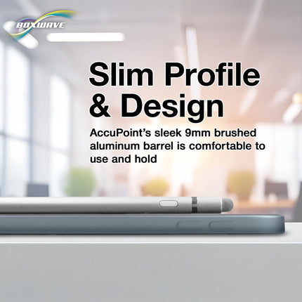 Google Pixelbook Go Stylus Pen, BoxWave [AccuPoint Active Stylus] Electronic Stylus with Ultra Fine Tip for Google Pixelbook Go - Metallic Silver