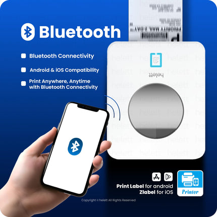 Helett® H30Cpro Wireless(Bluetooth+USB)Thermal Label Printer with Inbuilt Paper Holder Compartment|4*6 Shipping Label &Barcode Label|203Dpi Resolution|152mm/s Speed|Connect Windows,Mac(1Year Warranty) 