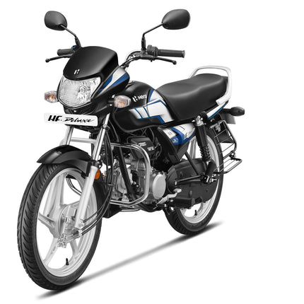 Hero HF Deluxe (i3S with Self Start) Bike Black Nexus Blue Booking for Ex-Showroom Price 
