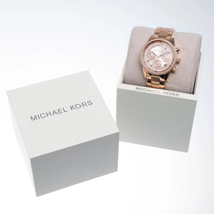 Michael Kors Stainless Steel Analog Gold Dial Women Watch-Mk6357, Rose Gold Band 