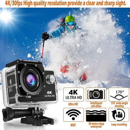 IBS 4K 30FPS Action Camera Ultra HD Underwater Camera 170 Degree Wide Angle 98Ft Waterproof Camera (Light Action) - Digital, Multicolor 