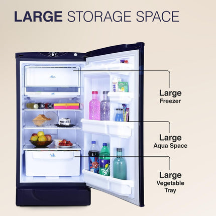 Godrej 180 L 2 Star Advanced Capillary Technology, With Jumbo Vegetable Tray Direct Cool Single Door Refrigerator(2023 Model, RD EDGE 205B WRF PP BL, Pep Blue) 